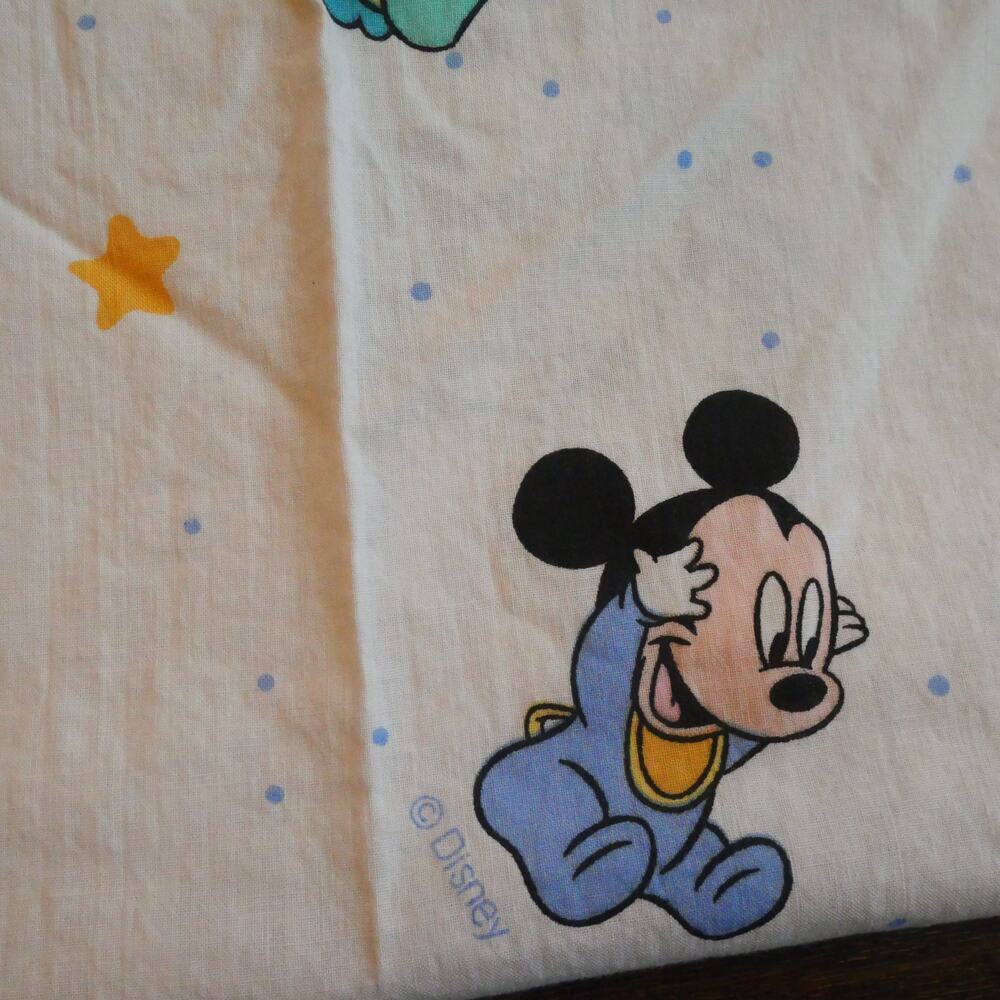 Vintage Dundee Disney Babies Crib Size Sheet Made in USA Mickey Minnie Pluto - Picture 7 of 7